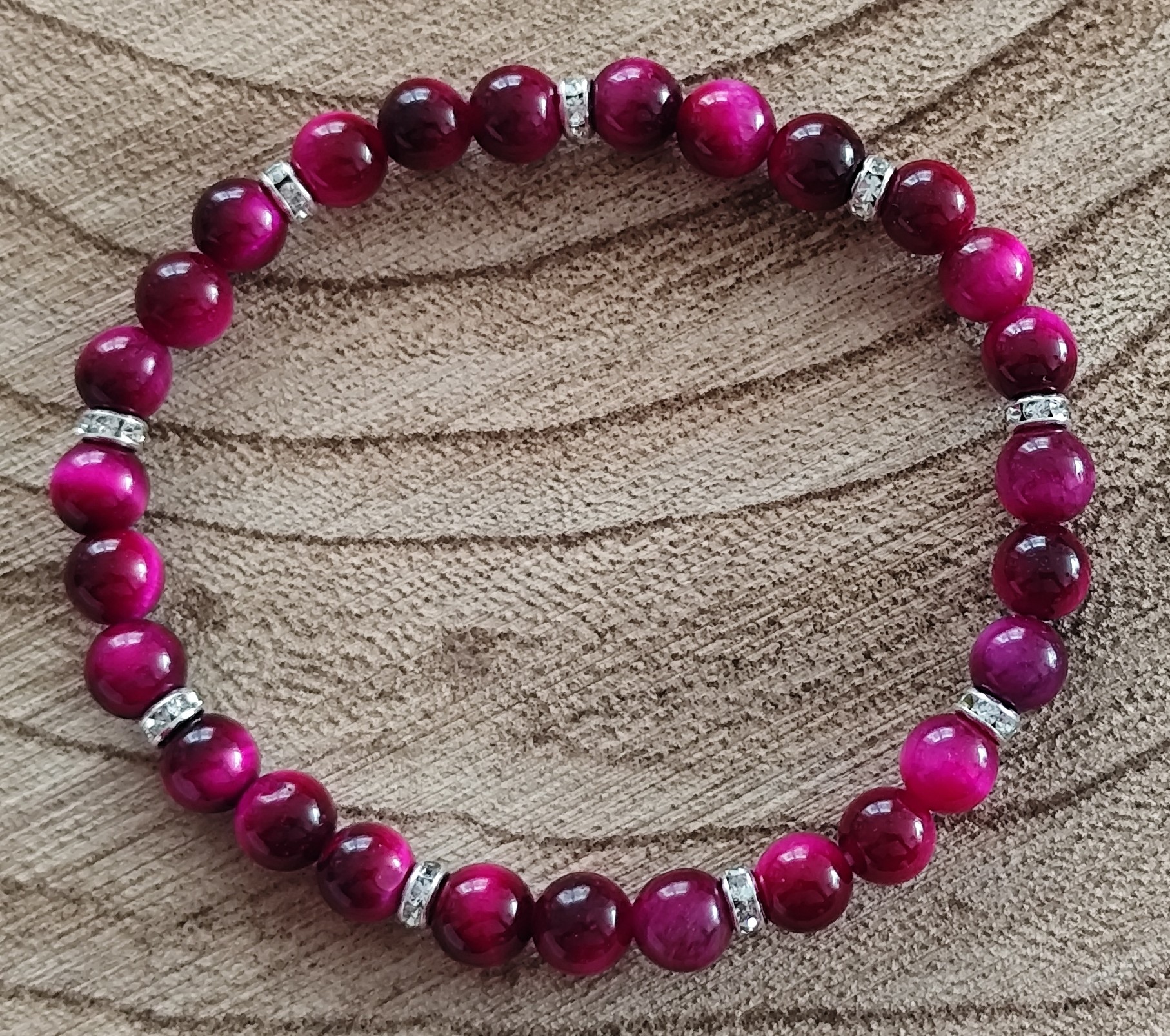 korálky z minerálů - tygří oko - velikost náramku 15 cm