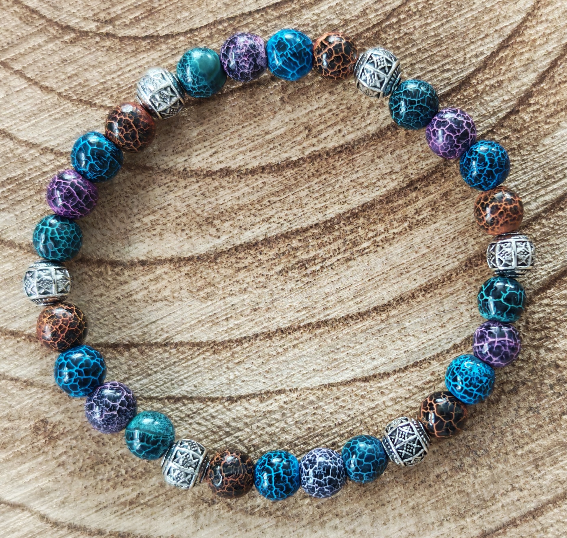 korálky z minerálů - přírodní achát - velikost náramku 14 cm