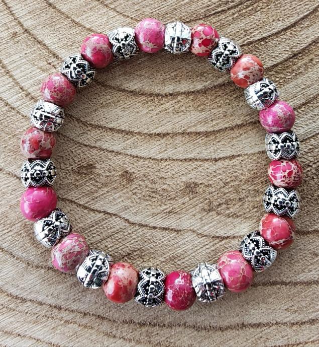 korálky z minerálů - Jaspis Regalit - velikost náramku 16 cm