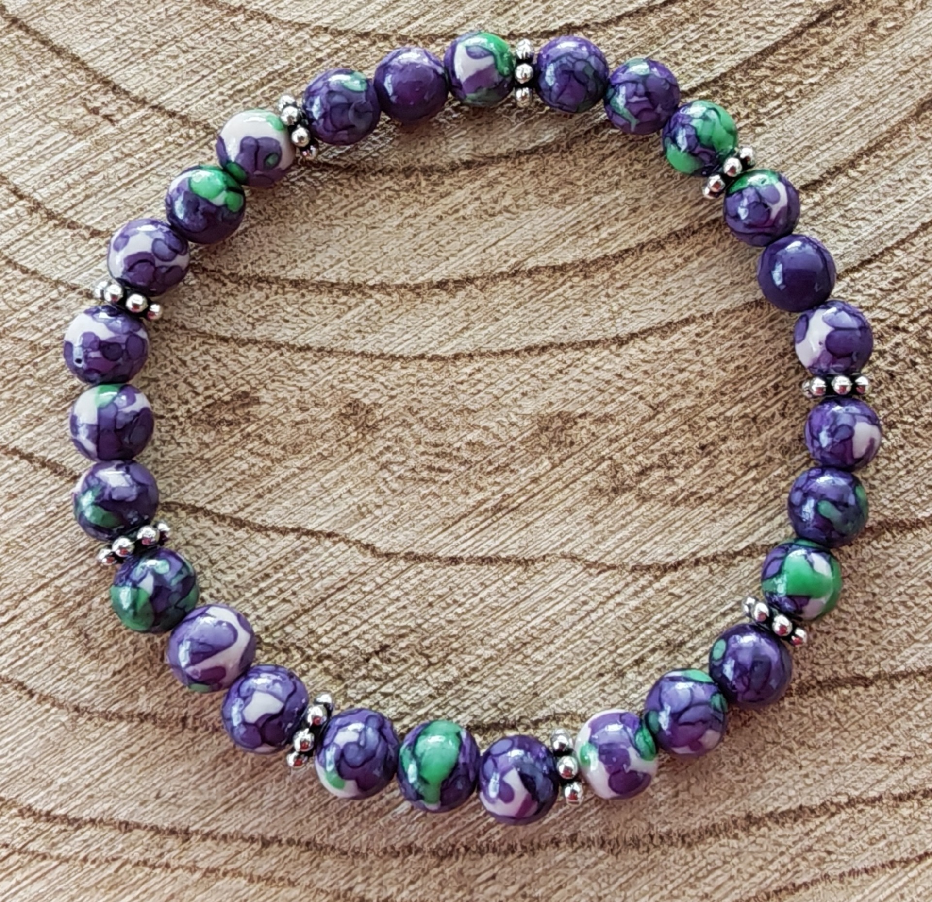 korálky z minerálů - syntetický oceánský nefrit - velikost náramku 15-16 cm